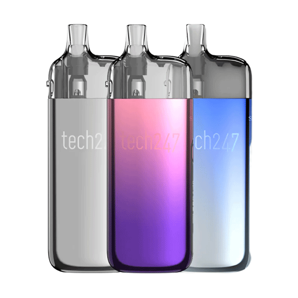 Three Smok Tech247 pod kits in different colors, highlighting the sleek and versatile design Three Smok Tech247 pod kits in different colors, highlighting the sleek and versatile design