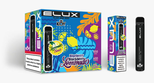 Elux Kov Blueberry Blackberry Lemonade Flavour Disposable Vape Bar 20mg l Pack Of 10