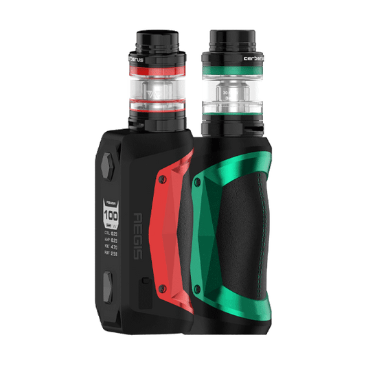 Geek Vape Aegis Solo 100W Kits standing upright, showcasing their compact and durable design