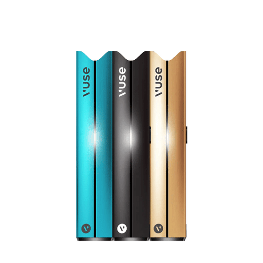 Vuse Pro pod kits standing upright, displaying their sleek, compact design and smooth finish.