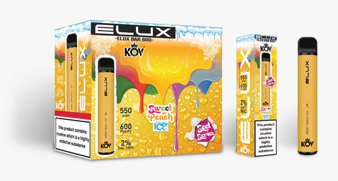 Elux Kov Sweet Peach Ice Flavour Disposable Vape Bar 20mg l Pack Of 10