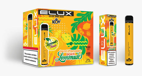 Elux Kov Sweet Pineapple Peach Lemonade Flavour Disposable Vape Bar 20mg l Pack Of 10