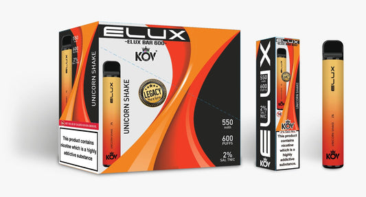 Elux Kov Legacy Unicorn Shake Flavour Disposable Vape Bar 20mg l Pack Of 10
