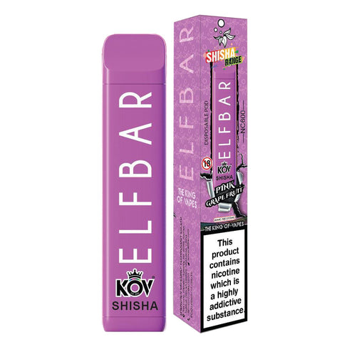 Elf Bar Shisha Pink Grape Fruit Flavour NC600 Disposable Vape 20mg l Pack Of 10