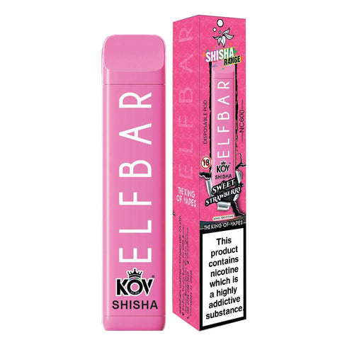 Elf Bar Shisha Sweet Strawberry Flavour NC600 Disposable Vape 20mg l Pack Of 10
