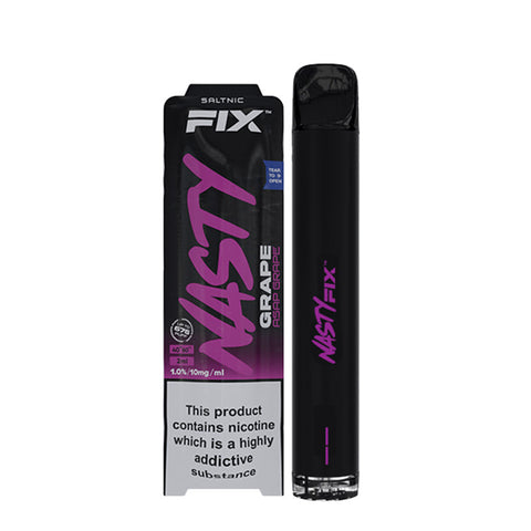 Wholesale Nasty Fix Disposable Vape Bar | Pack Of 10  Savour the best of this fruity flavour with Nasty Asap grape! Packed with a quenching flavour of black grapes with sugary notes that leaves behind a mouth-watering taste