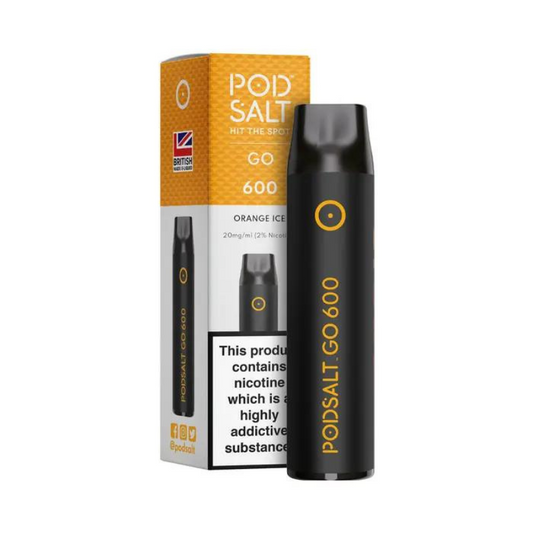 Pod Salt Go Orange Ice Flavour Disposable Vape Bar 20mg l Pack Of 10